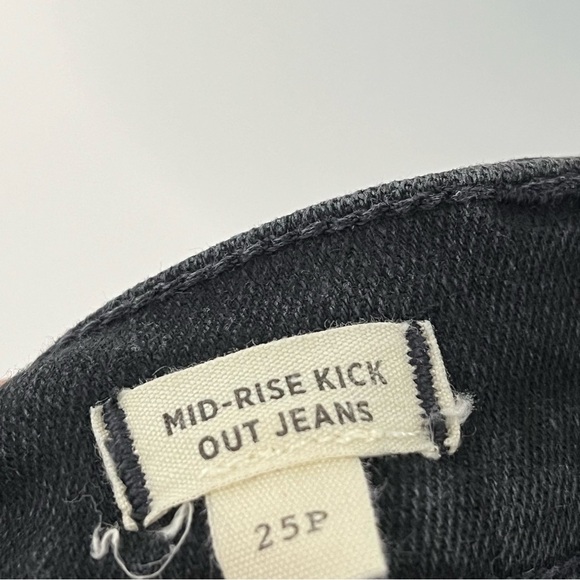 Madewell 25P Kick Out Crop Jeans petite black 0420 Midrise solid flare - Picture 8 of 12